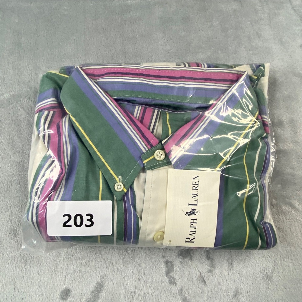 Ralph Lauren Mens XXL Striped Button Down Shirt Green Purple Pink Cotton NWT - Picture 7 of 7